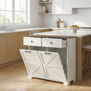 Armoire poubelle double inclinable avec tiroirs Farmhouse