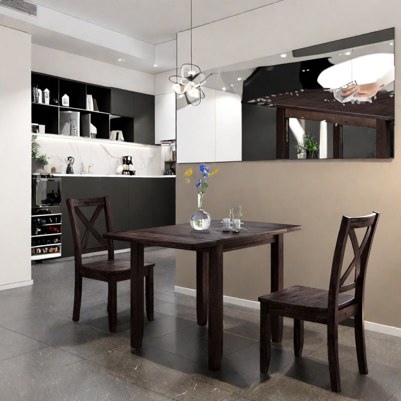 Space-saving Dining Table Sets With Solid Wood Construction, Modern Espresso Finish For Small Kitchens