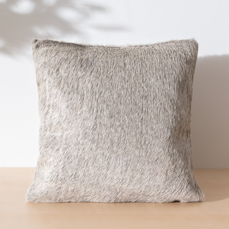 Brindle Cowhide Patchwork Pillow Single, Gray