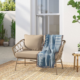 Rsh dcor Indoor Outdoor Sunbrella Deep Seating Loveseat Cushion Set, 1- 46 x 26 x 5 Seat and 2- 25 x 21 Backs, Canvas Aruba, Beige