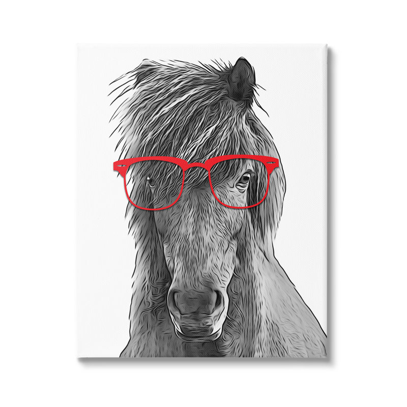 Au-554-Toile, cheval, lunettes rouges, animal amusant sur toile par Annalisa Latella, impression