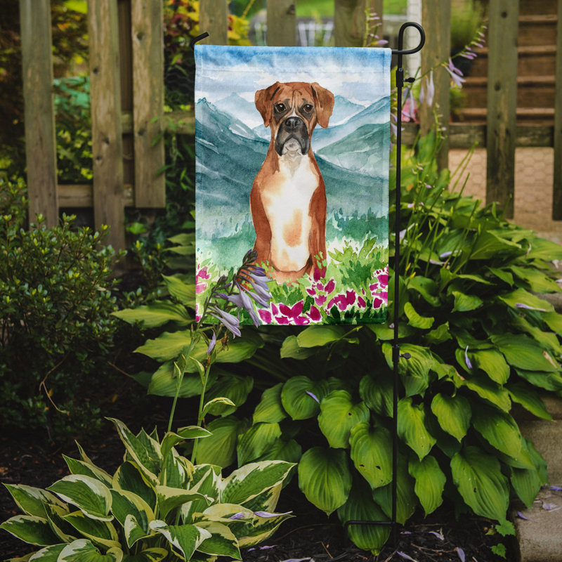 Yorkshire terrier yorkie à 2 côtés en polyester 15 x 11,5 po mountain fleurs drapeau de jardin, Boxer (brun/vert)