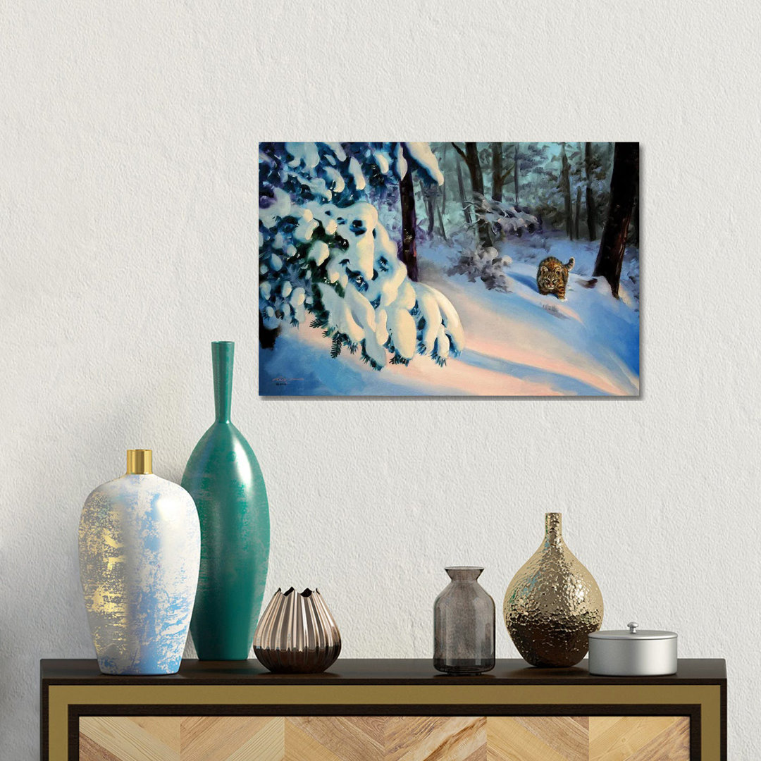 Bobcat In Snow von D. "Rusty" Rust - No Frame Gallery-Wrapped Canvas Giclée on Canvas