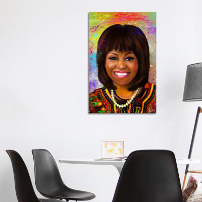 Michelle Obama by Crixtover Edwin - Wrapped Canvas Painting
