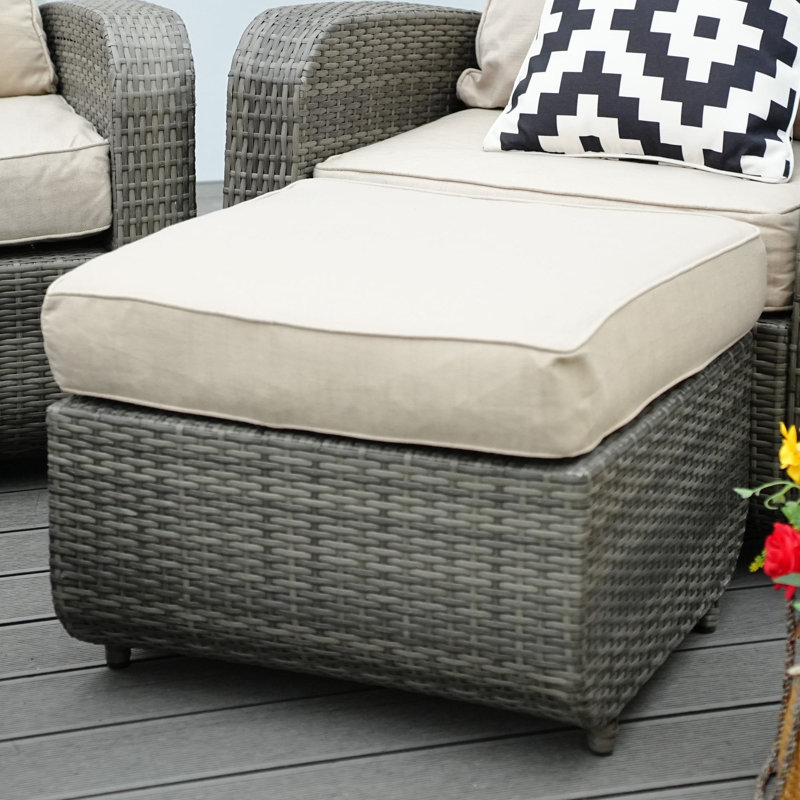 Repose-pieds d'extérieur avec coussin Brooklynrose Ovellette, Gris