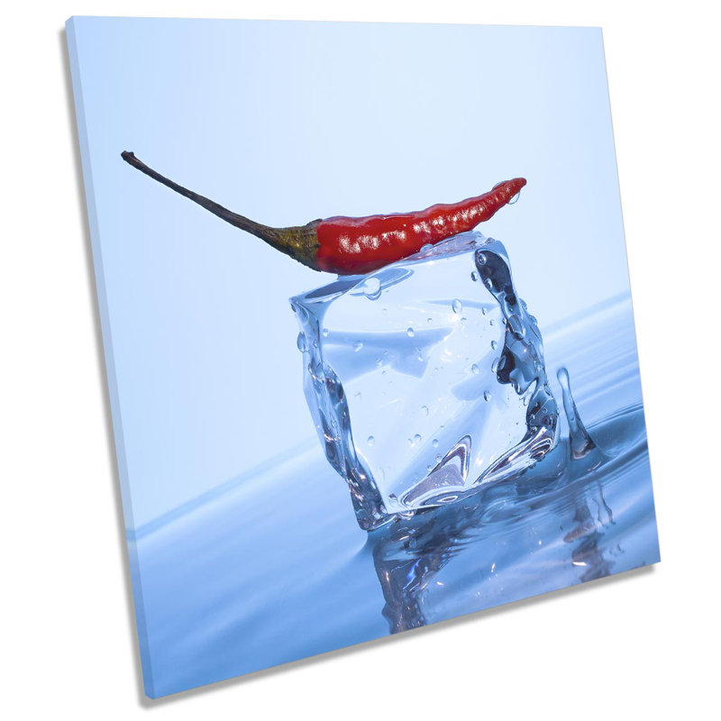 Red Chilli Ice Cube Kitchen - Wrapped Canvas Print, 91.4cm H x 91.4cm W x 4cm D