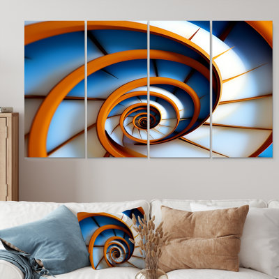 Stairway Infinity - Spiral Abstract Wall Art Canvas 4 Piece
