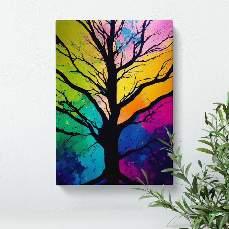 A Colourful Abstract Tree No.4 - Wrapped Canvas Print, 50cm H x 35cm W x 3cm D
