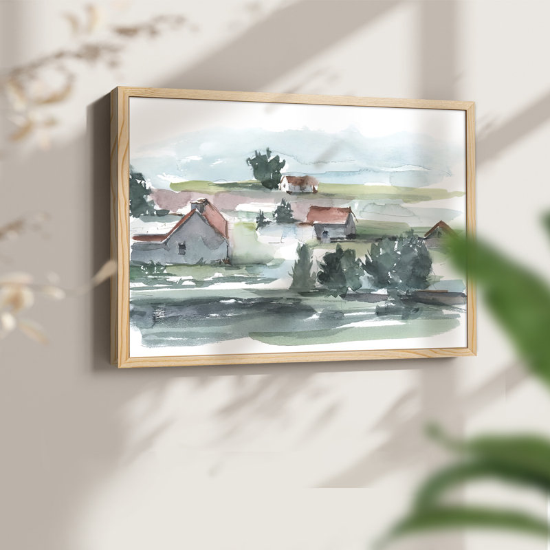 Valley Farm II -Framed Print - Restickable, Natural, 16" H x 20" W