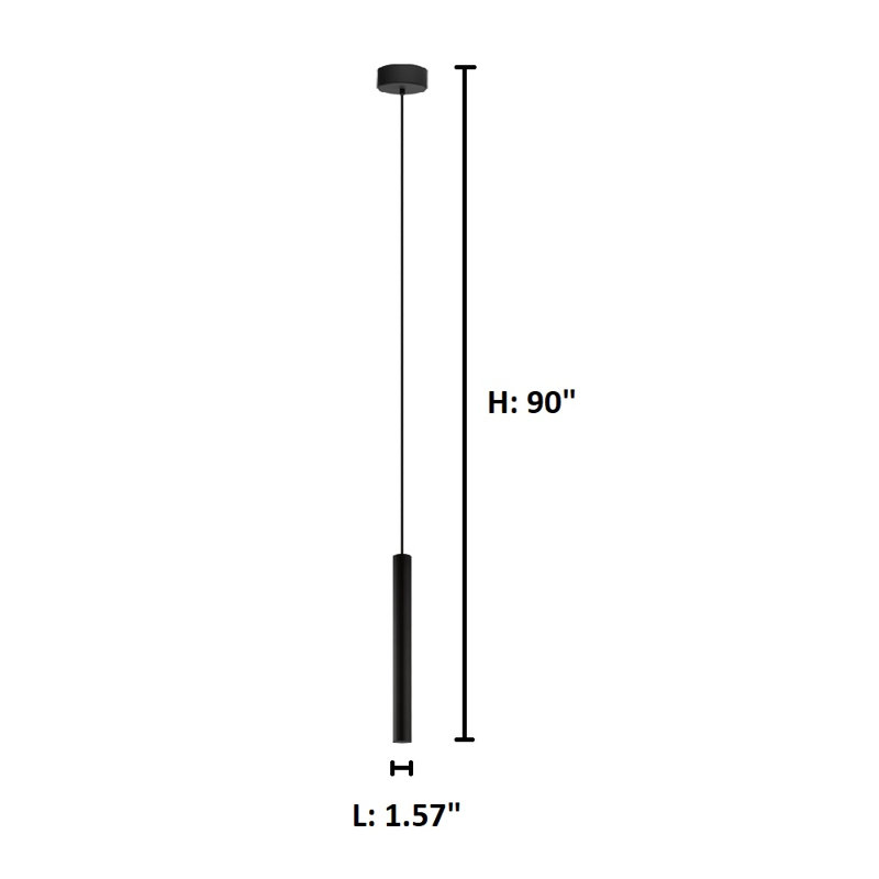 Luminaire suspendu cylindrique à 1 lumière DEL Chaniah, DEL, H 15,75 po x l 1,57 po x P 1,57 po