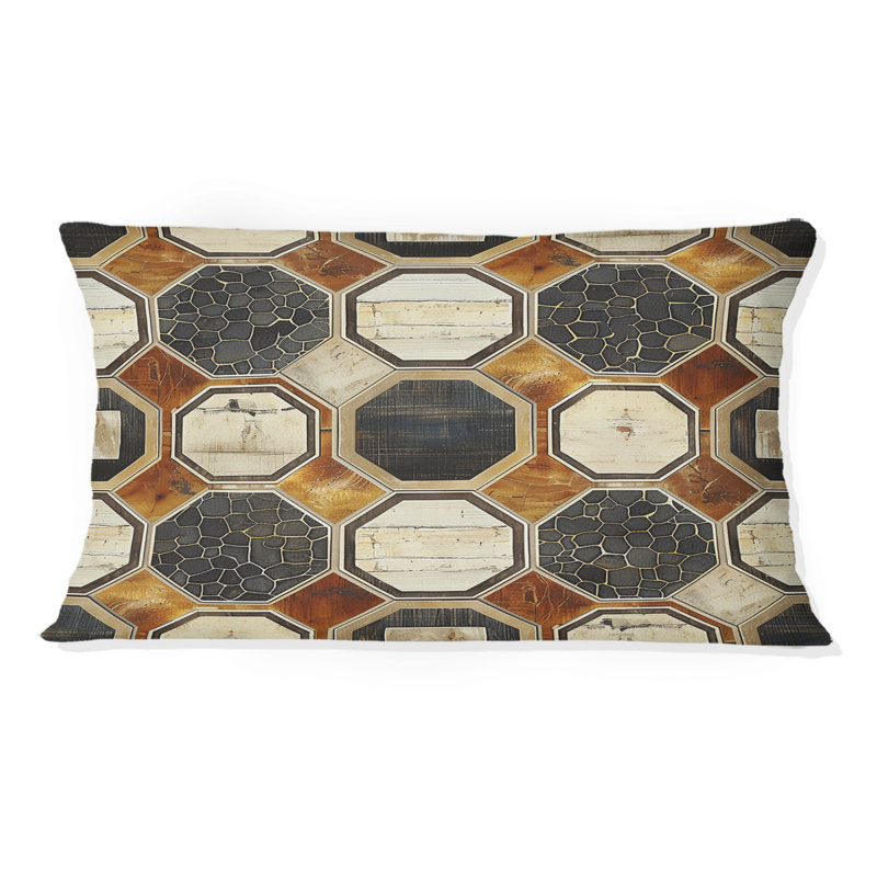 Coussin lombaire brun et beige Midcentury I