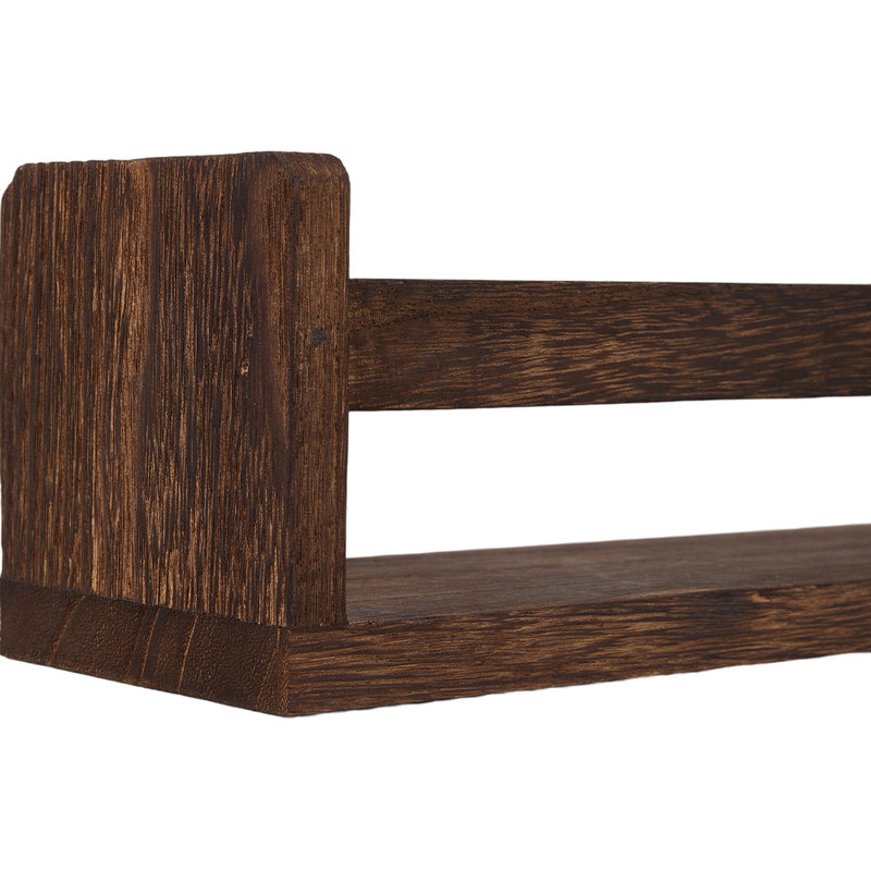 3 Piece Wood Floating Shelf, Rustic Brown