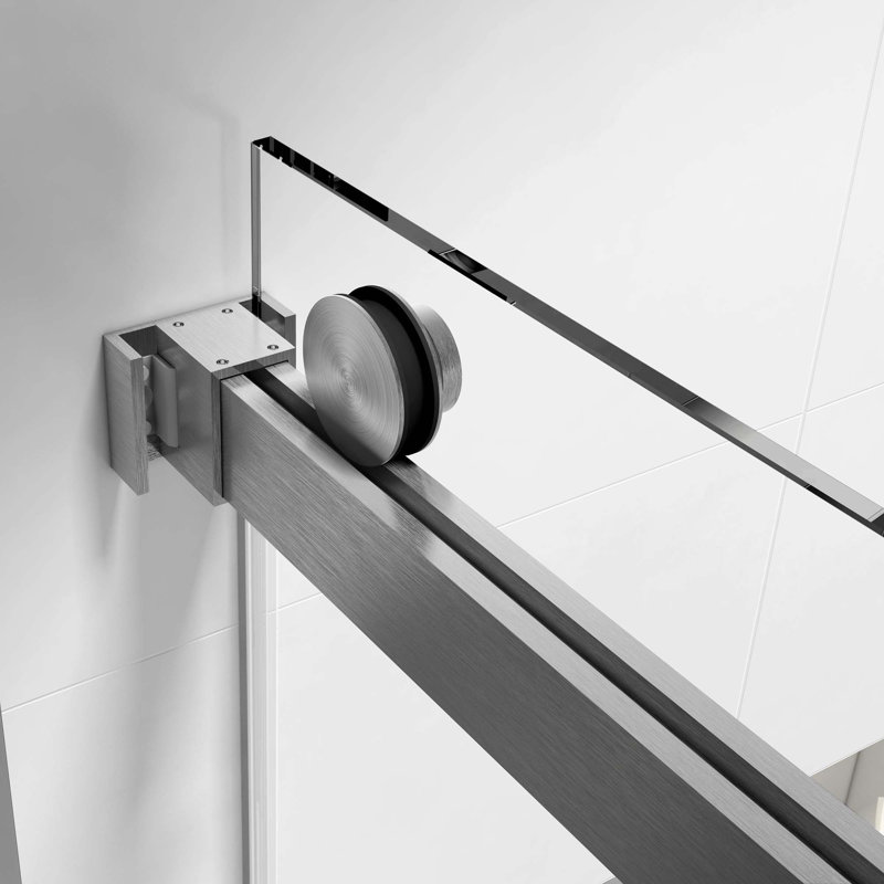 72 po x 76 po Porte de douche coulissante double sans cadre Nickel brossé sans tampon