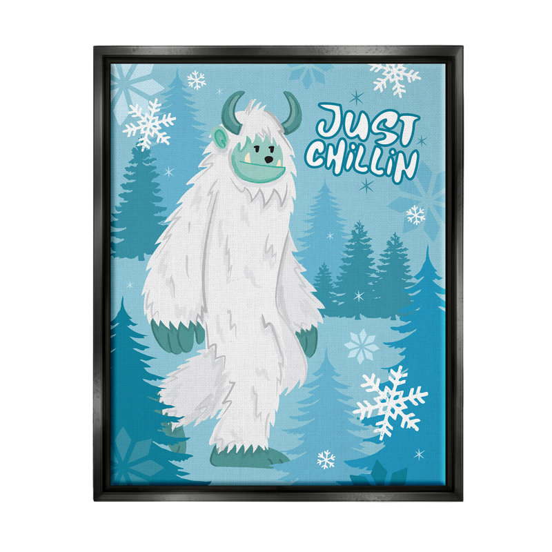 Just Winter, yéti rigolo - impression sur toile avec cadre flottant, H 31 po x l 25 po x P 1,7 po
