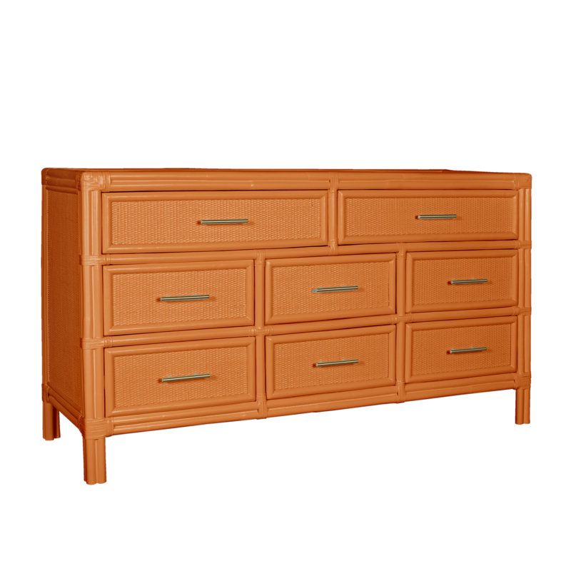Commode double 8 tiroirs Aruba, Orange citron