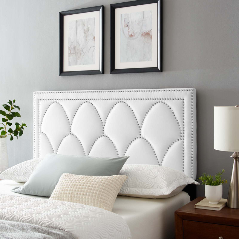 Modway Greta Performance Velvet Headboard, White, King