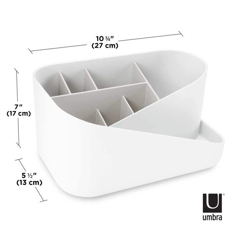 White Plastic Multi-Compartment Makeup Organizer