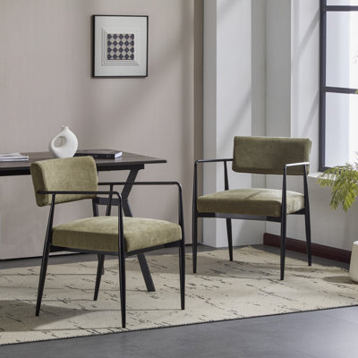 Xzavier Mid-Century Modern Upholstered Dining Armchair With Iron Frame