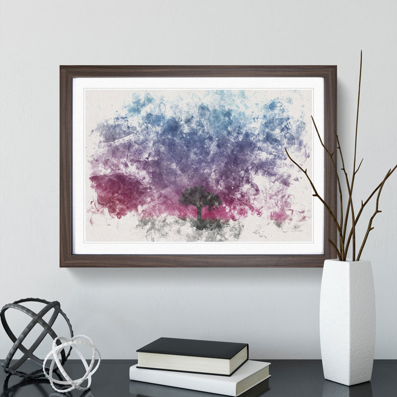 Tree Under the Cosmos - Picture Frame Painting Print, Walnut Framed, 45cm H x 63cm W x 2cm D