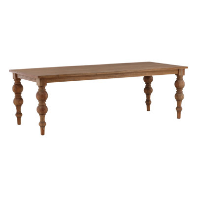Campbell Rectangular Reclaimed Mindi Wood Carved 4-Leg Dining Table