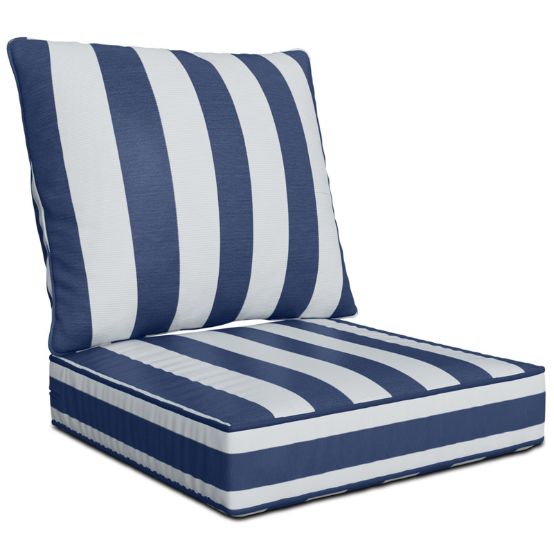 24" X 24" X 6" Outdoor Deep Seat Cushions Set, 1, Blue Striped