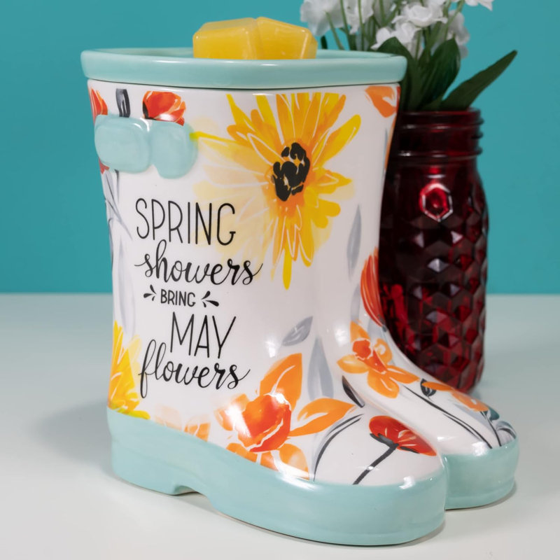 Floral Rain Boot Ceramic Wax Melt Warmer