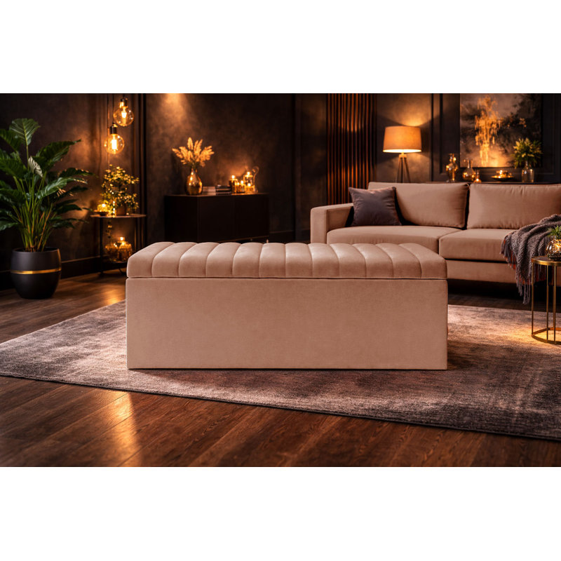 Royal Velvet Storage Ottoman Box with Hinged Lid | Lined Upholstered End of Bed Storage Bench | Soft  Close Storage Seat | Made in UK