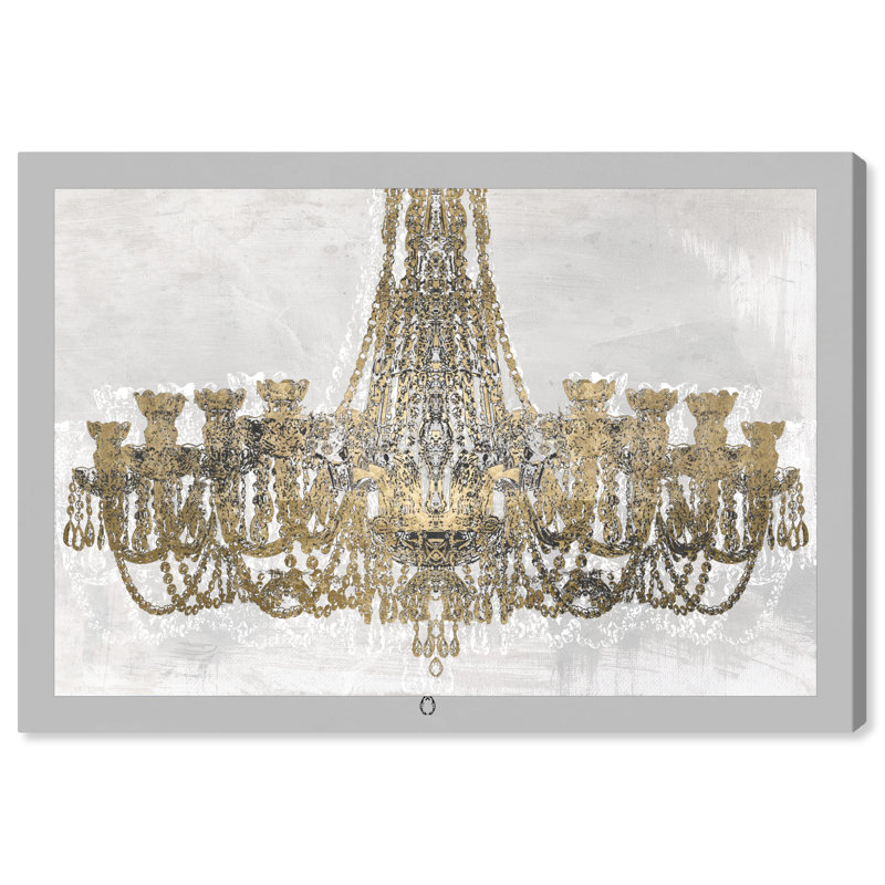 Decadent Soiree Glambam, Classic French Chandelier Modern Gold - impression sur toile pour la salle à manger, Toile tendue