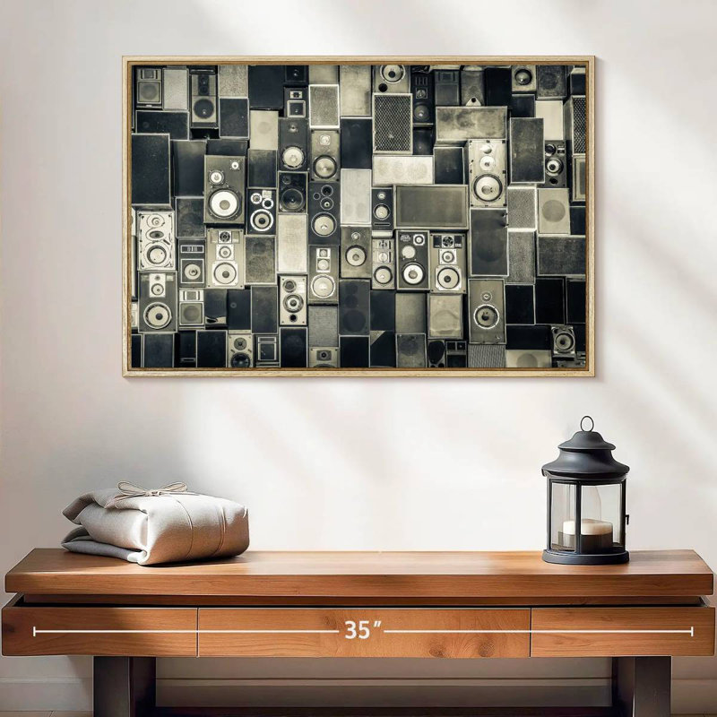 Haut-parleurs monochromes sépulvéda, Cadre flottant en bois naturel, 25 po x 17 po