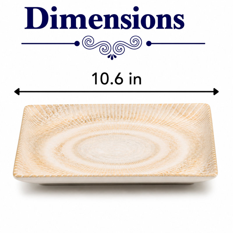 Assiette carrée en porcelaine de qualité supérieure Paros-Shell avec pied, 10,6 x 10,6 po |