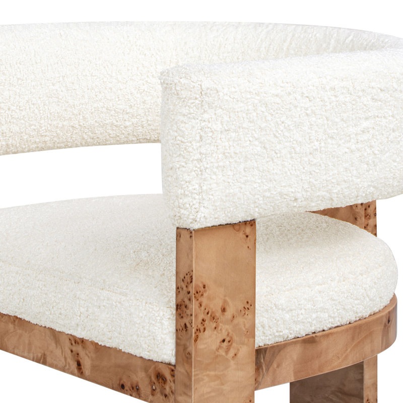 Rosalva 26.5" Burl Upholstered Barrel Back Counter Height Bar Stool