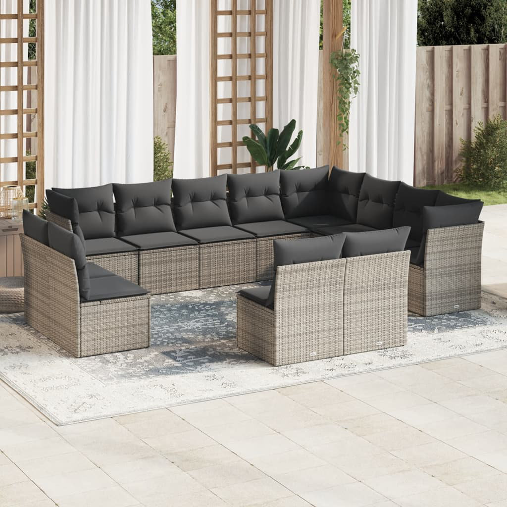 Vidaxl 12-Tlg. Garten-Sofagarnitur aus Polyrattan mit Kissen