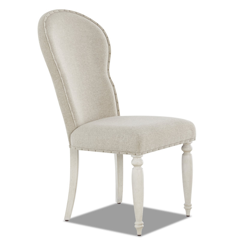 Cottage Cream Upholstered Wood Side Chair Set