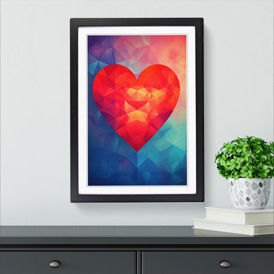 Love Heart Geometric - Single Picture Frame Print on Wood