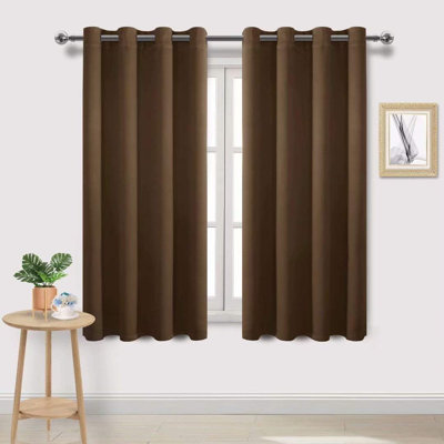 2 Thick Panels Room Darkening Blackout Curtains, Thermal Insulated Block Out Light Grommet Drapes