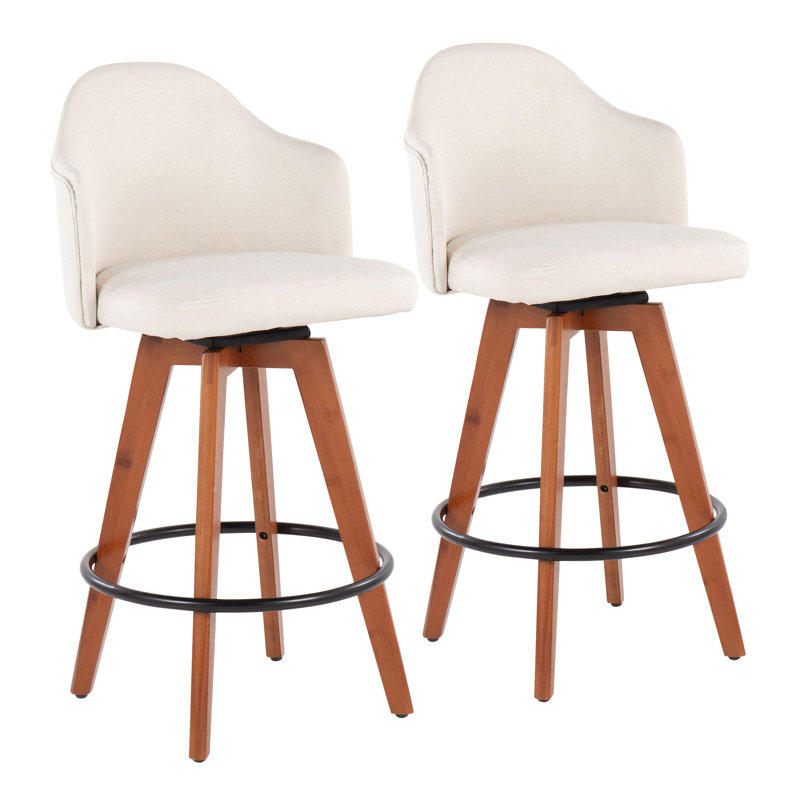 Tenessa Swivel Upholstered Counter Stool with Solid Wood Frame