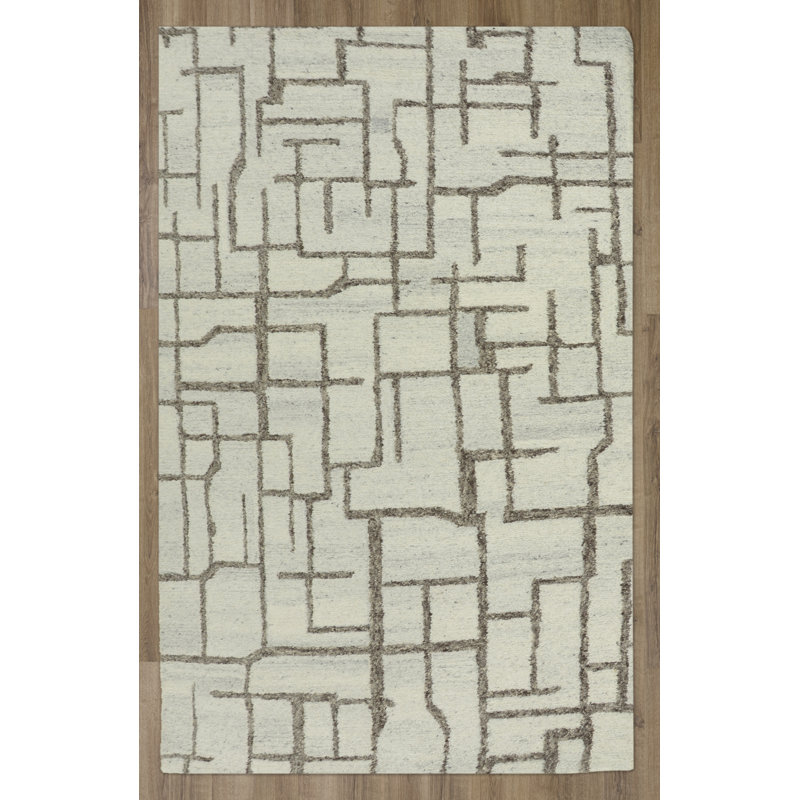 Hand-Tufted Wool/Tencel Area Rug, Charcoal, 5' x 8'
