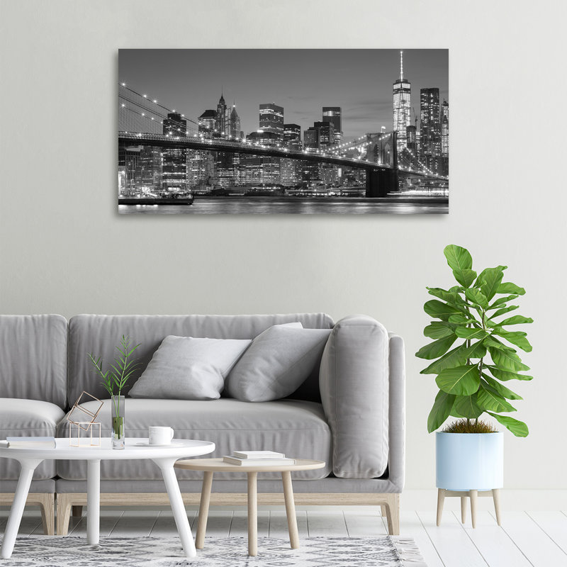 Manhattan By Night - Wrapped Canvas Print