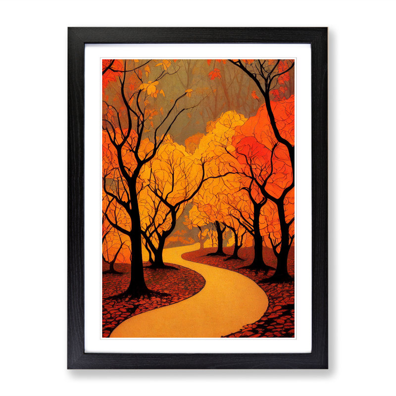 FRM-V0523-159X Autumn Forest Landscape Vol.5 - Single Picture Frame Print, 34cm H x 25cm W x 2cm D, Walnut Framed