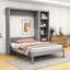 Lit escamotable en bois avec tablettes, conception pliable peu encombrante-1728178214-1728178213