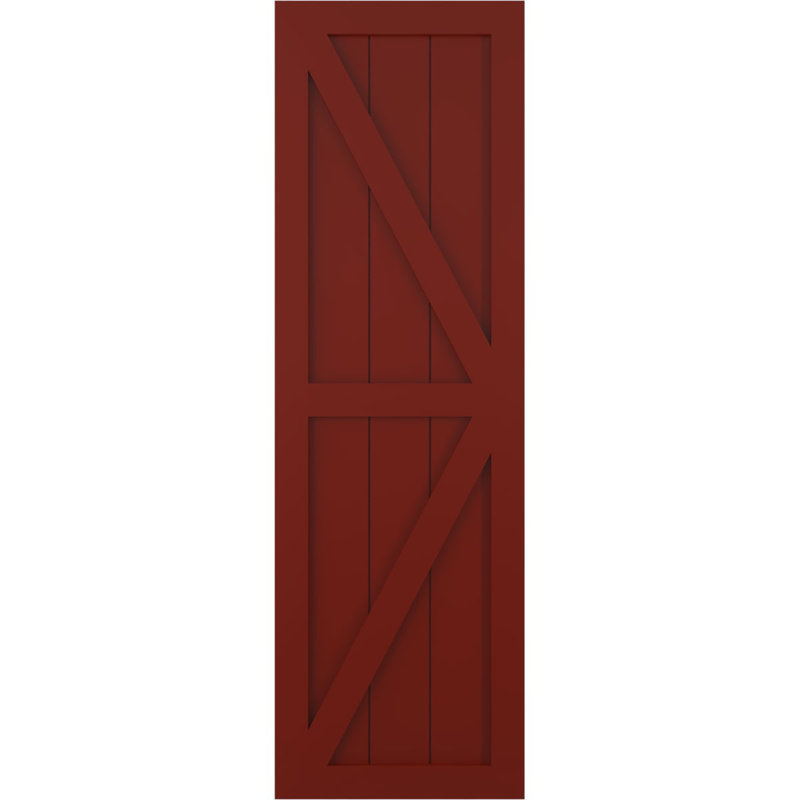 True Fit PVC deux panneaux de ferme à fixation fixe avec barre en Z, Rouge piment, 15", 25"