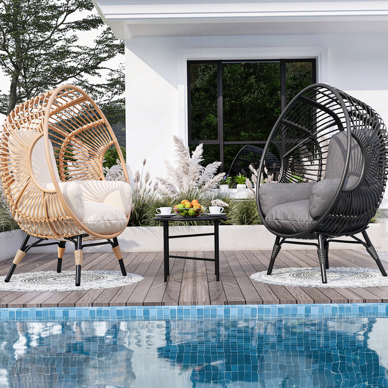 Fauteuil ergonomique exquis en rotin pour une détente ultime, Beige, Naturel