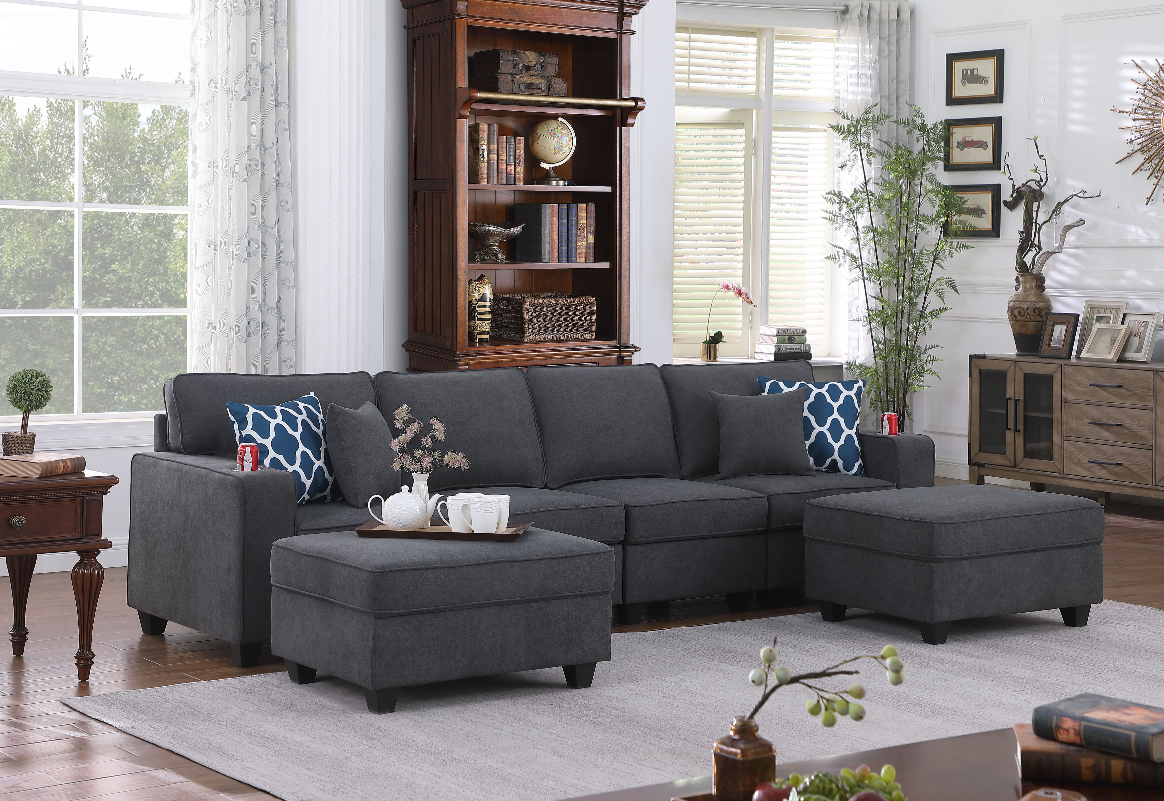 4 seater sofa online with ottoman