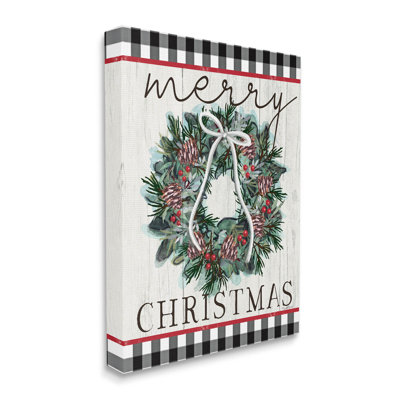«Merry Christmas Tartan Wreath», art mural sur toile par Elizabeth Tyndall