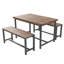 Ensemble de salle à manger 3 pièces peu encombrant pour 4 personnes, table avec 2 bancs, style Mid-Century moderne, structure en métal, espace compact-301118993-301118994