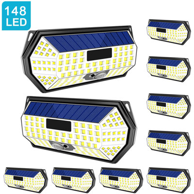 Count 148 - Head LED Solar Powered Dusk to Dawn Outdoor Security Wall Pack with Motion Sensor