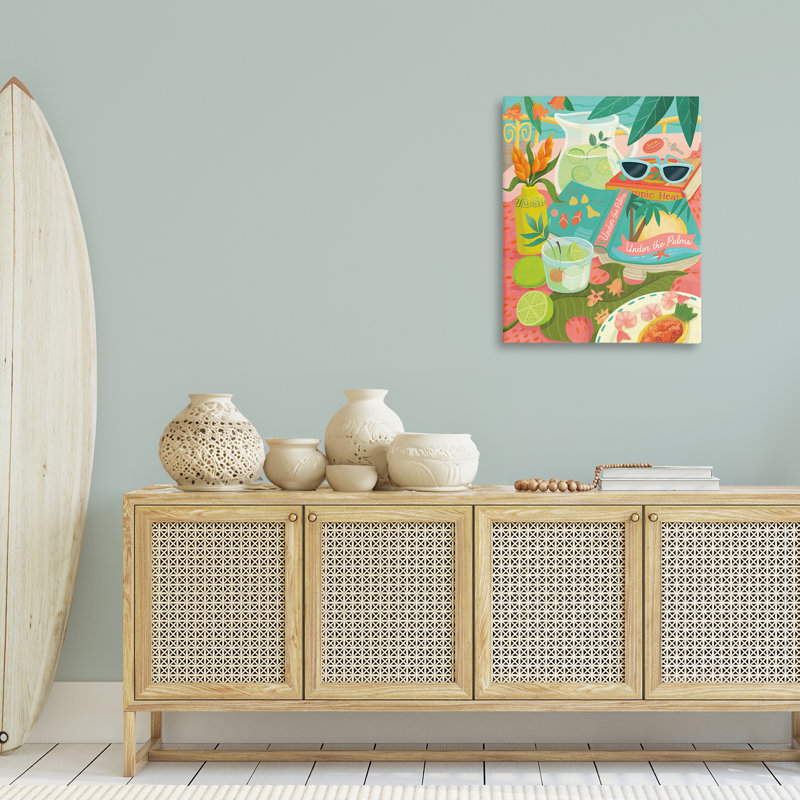  "Tropical Drinks on Beach", art mural par Laura Watson, H 30 po x l 24 po