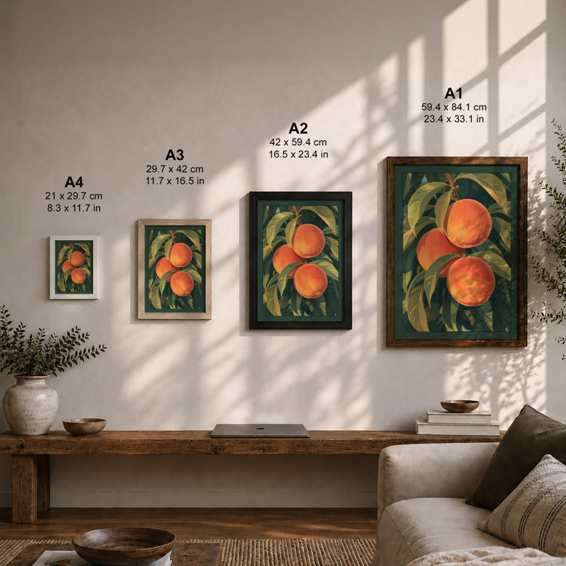 Hanging Peaches Botanical - Print, Unframed, A1 - 84.1 x 59.4 cm