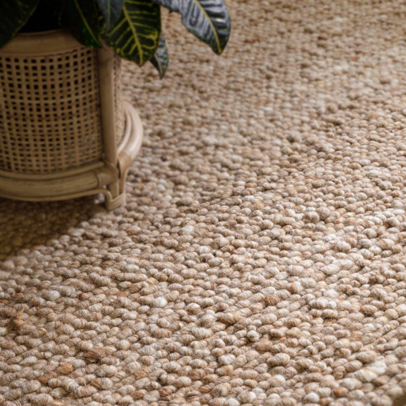 Cera Rectangle Wool Hand Woven Area Rug, Beige, Rectangle 160 x 230 cm