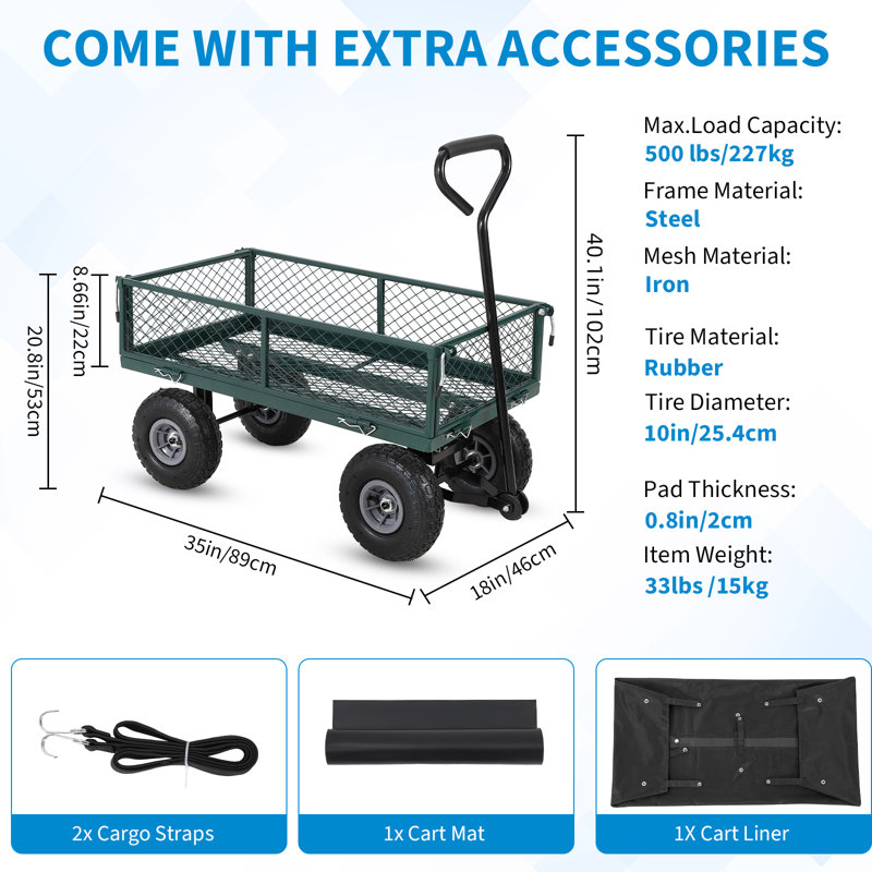 102cm H Utility Cart, 102cm x 46cm, Green